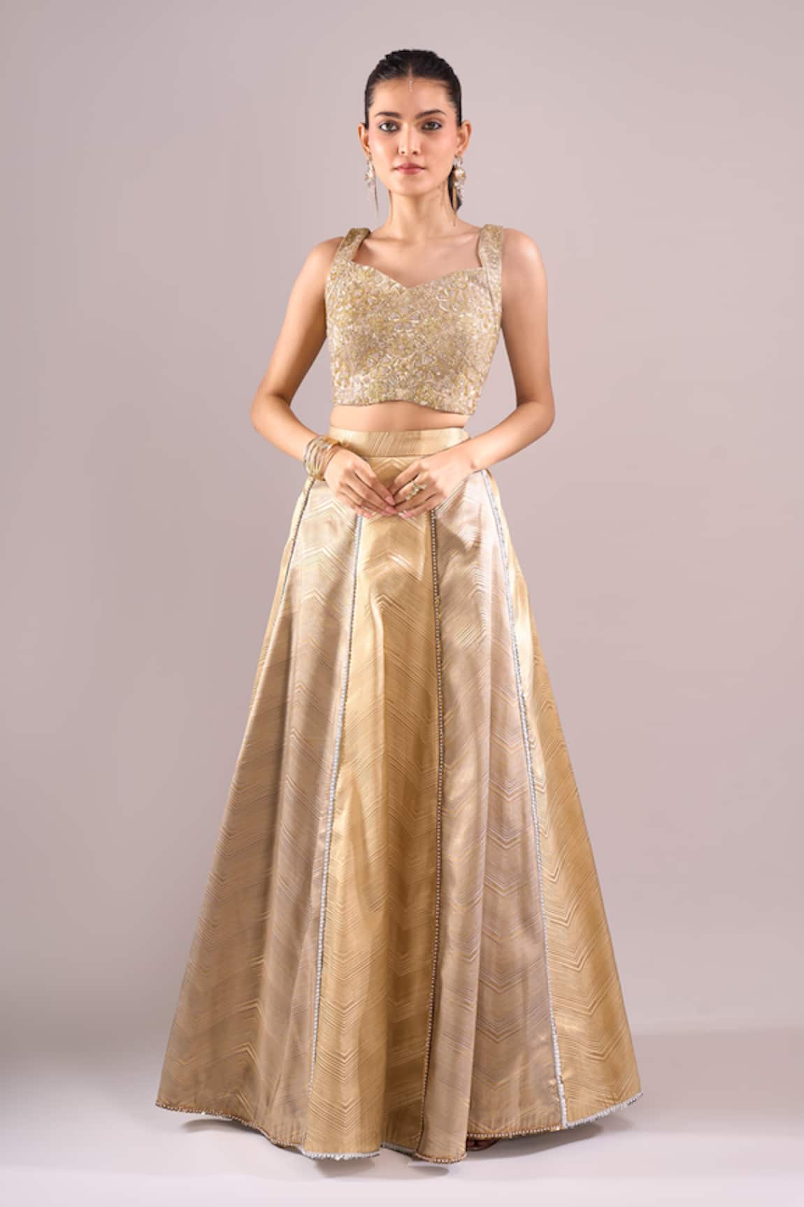 Samyukta Singhania Brocade Hand Embroidered Lehenga Set 