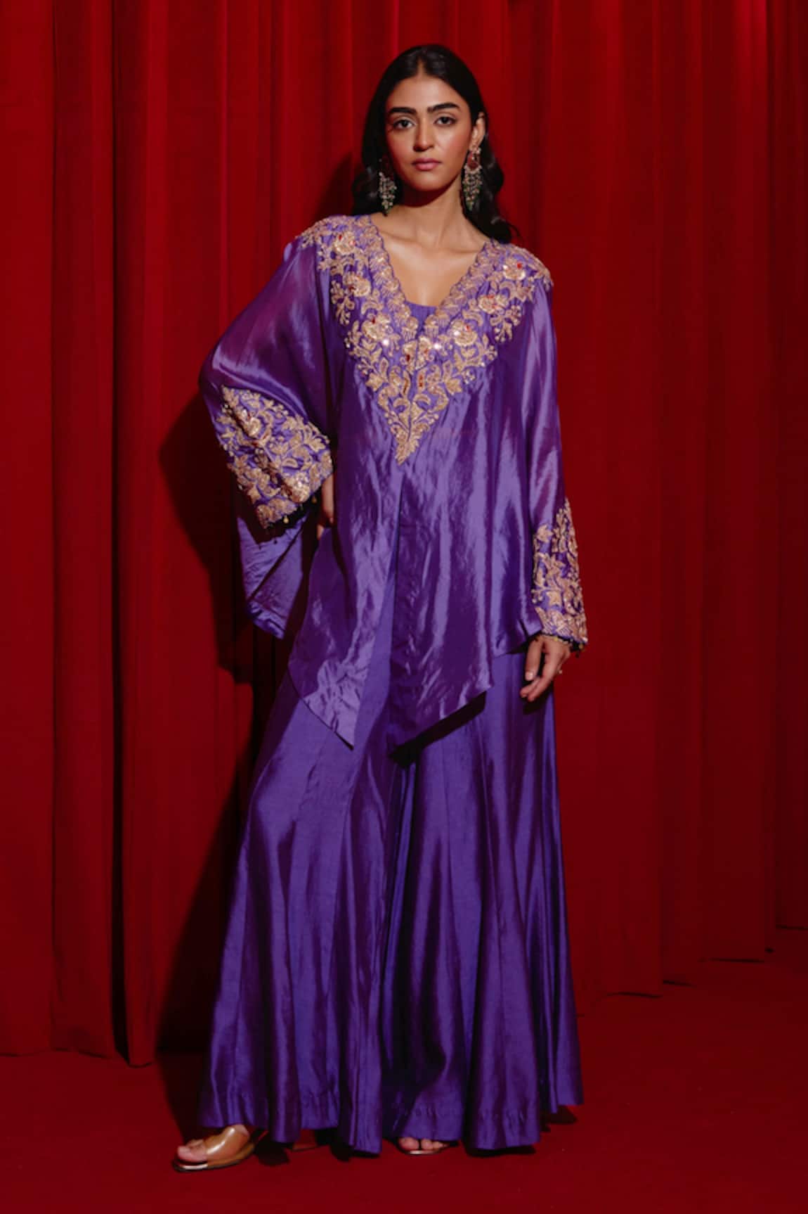 Vinita Bhansali Aafsa Embroidered Cape Sharara Set