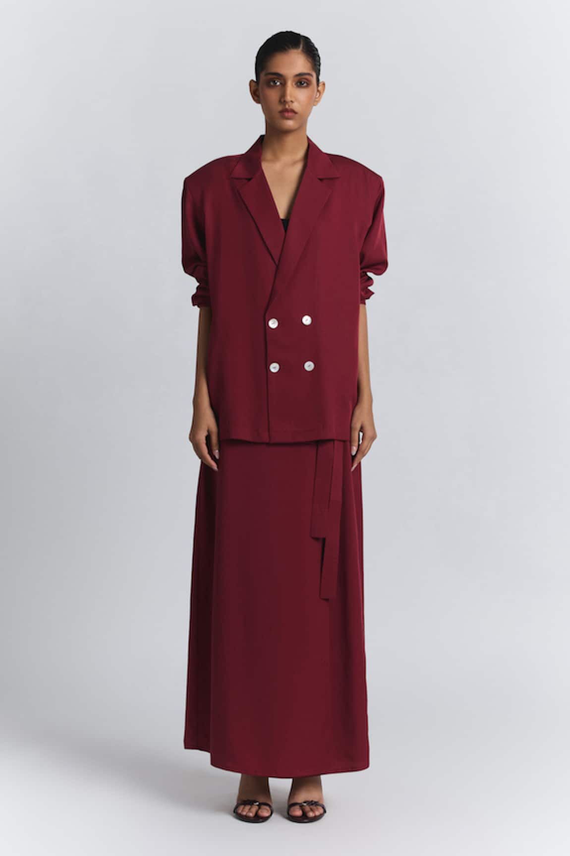 Line Out Line Tencel Twill Long Skirt With Tie-Up Detail