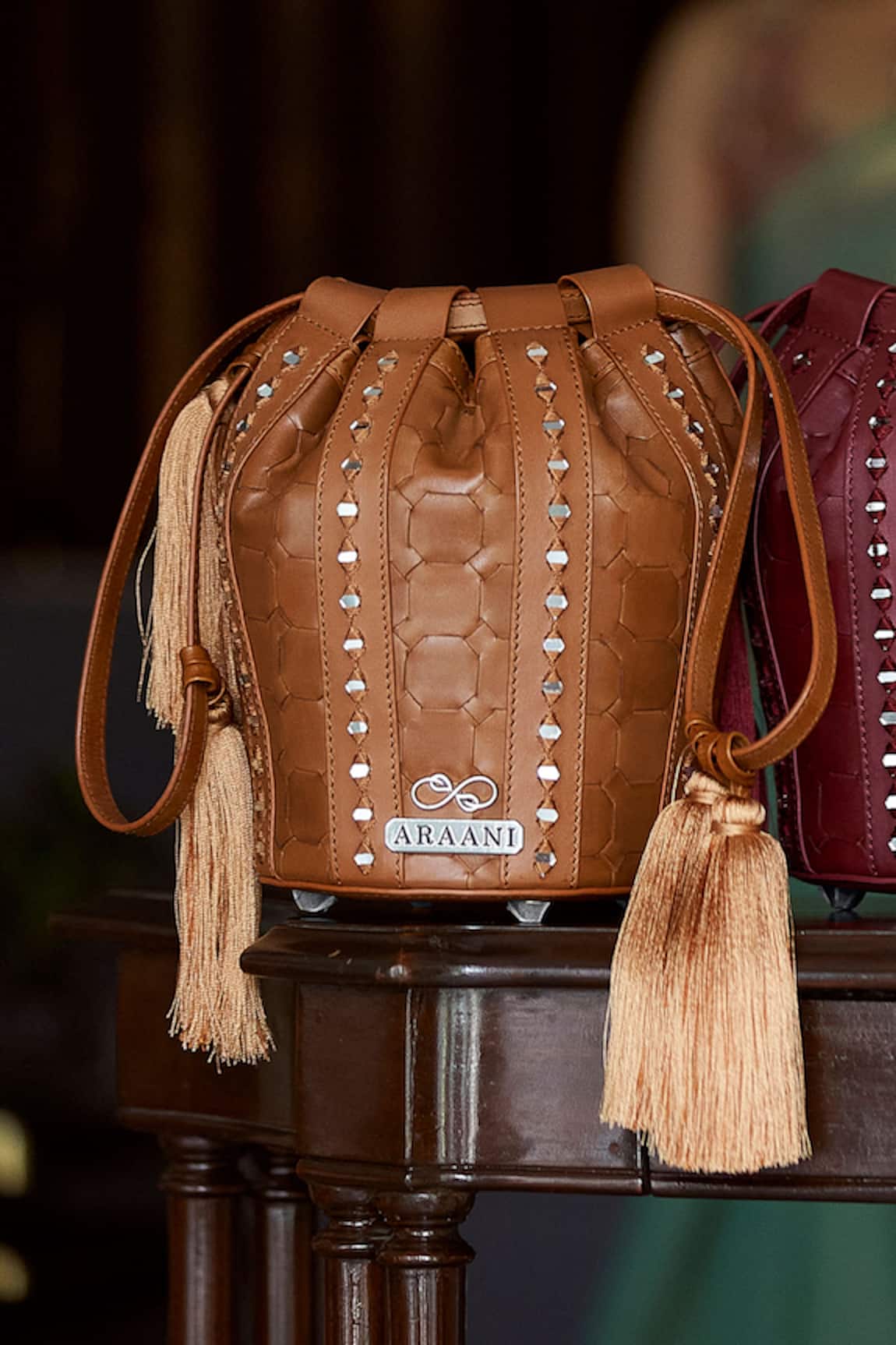 Araani Design Sheesham Textured & Hand Embroidered Potli