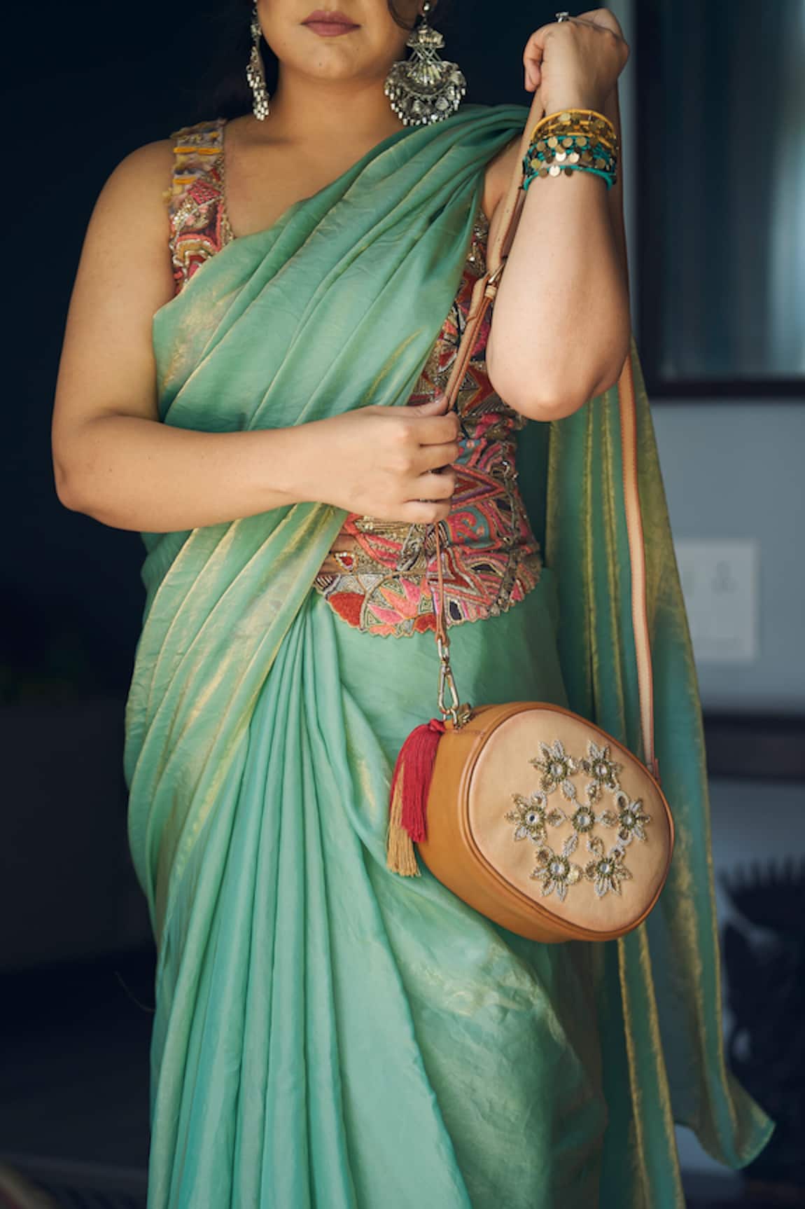 Araani Design Jhilmil Cutdana Hand Embroidered Sling Bag