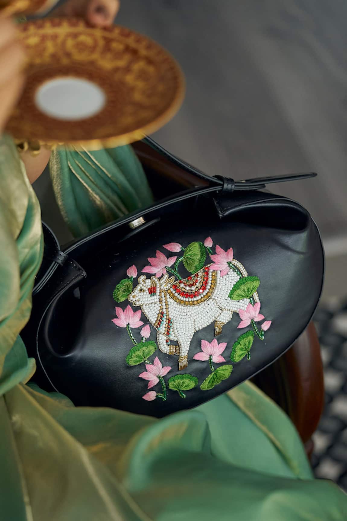 Araani Design Kamdhenu Reshamdozi Hand Embroidered Bag