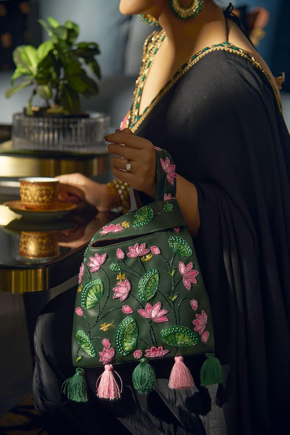 Araani Design Pichwai Reshamdozi Embroidered Bag