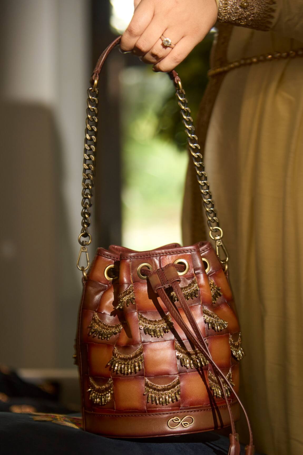 Araani Design Jhalar Metallic Hand Embroidered Potli