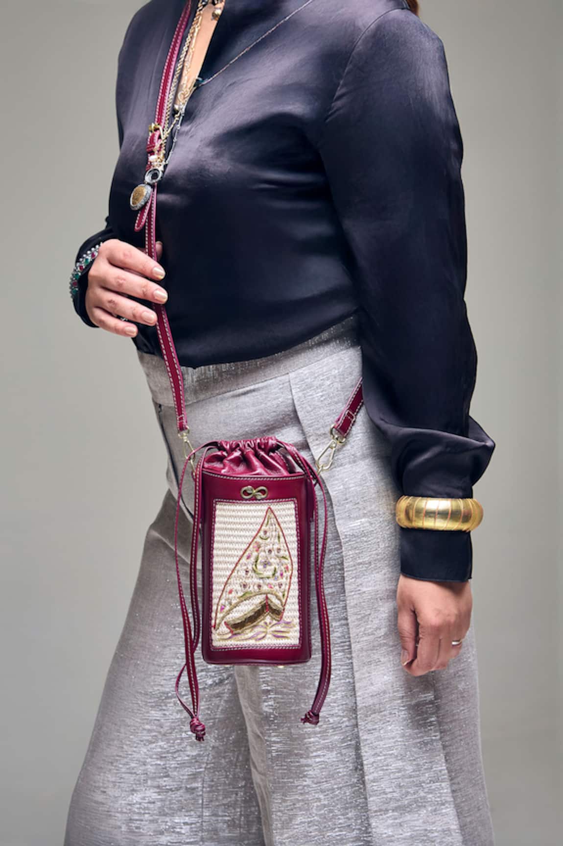 Araani Design The Catamaran Hand Embroidered Potli