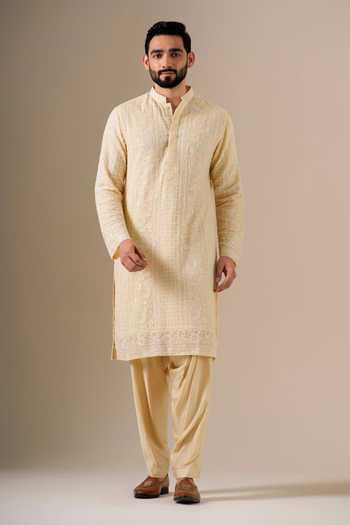 DARZI HOUSE Butter Bloom Thread Work Kurta Set 