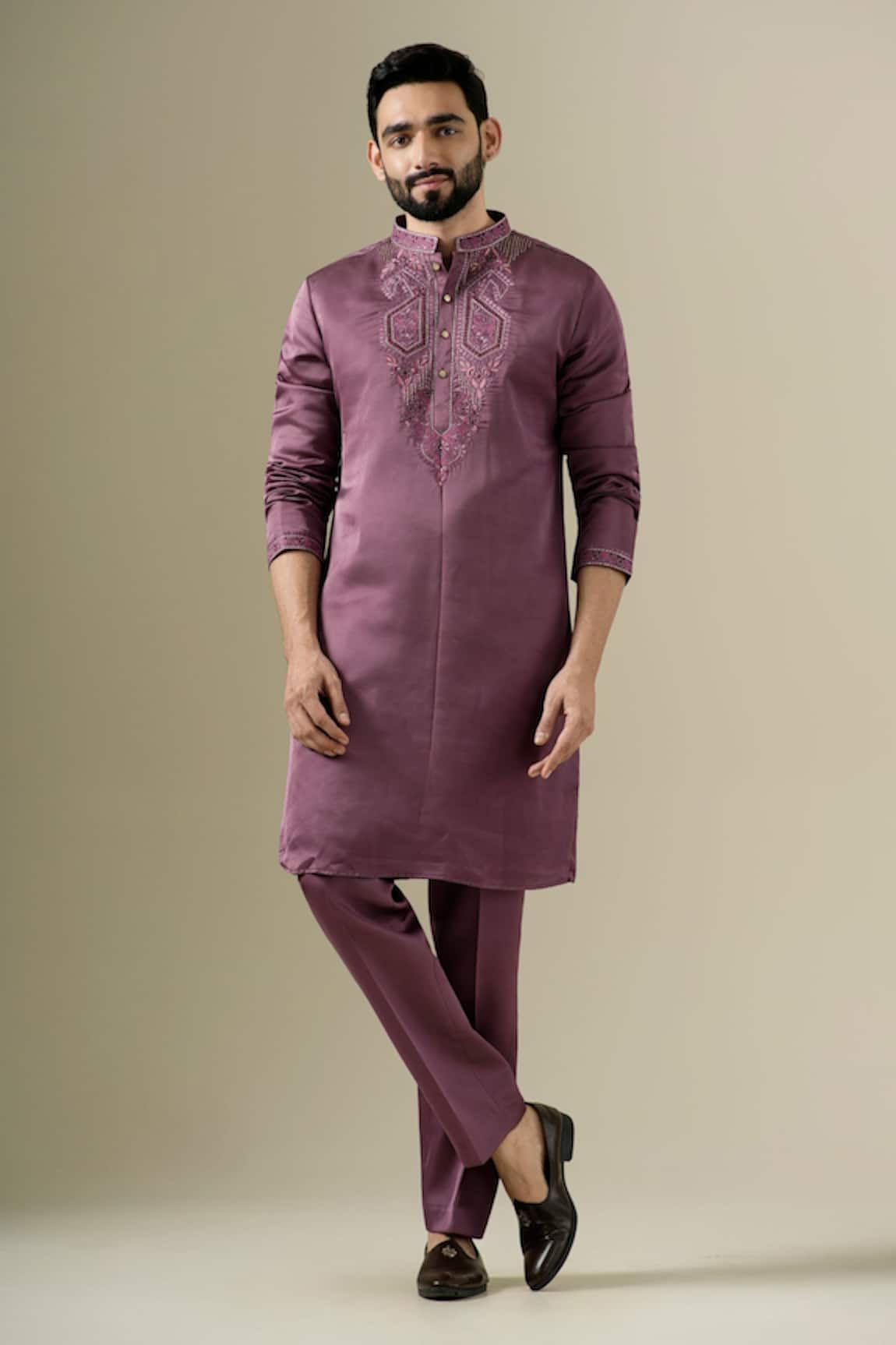 DARZI HOUSE Plum Harmony Embroidered Kurta Set