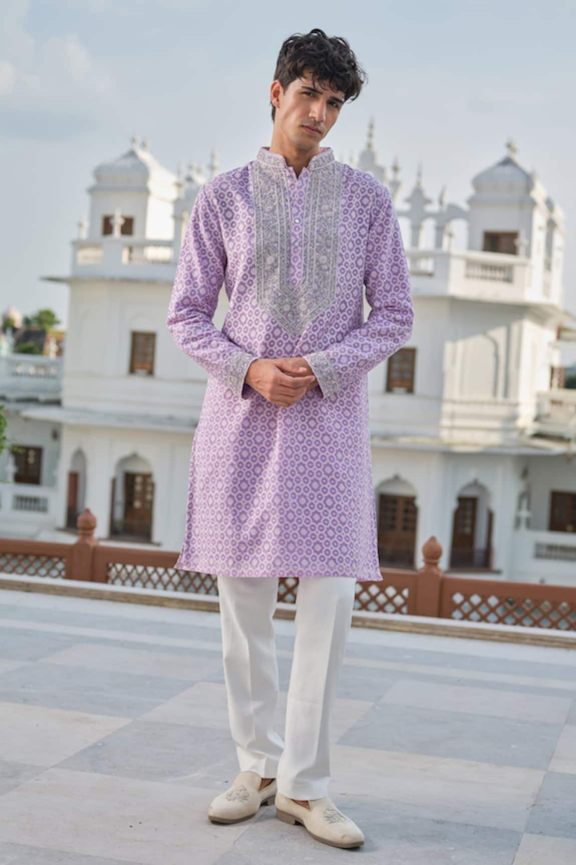 DARZI HOUSE Zari Petals & Printed Kurta Set