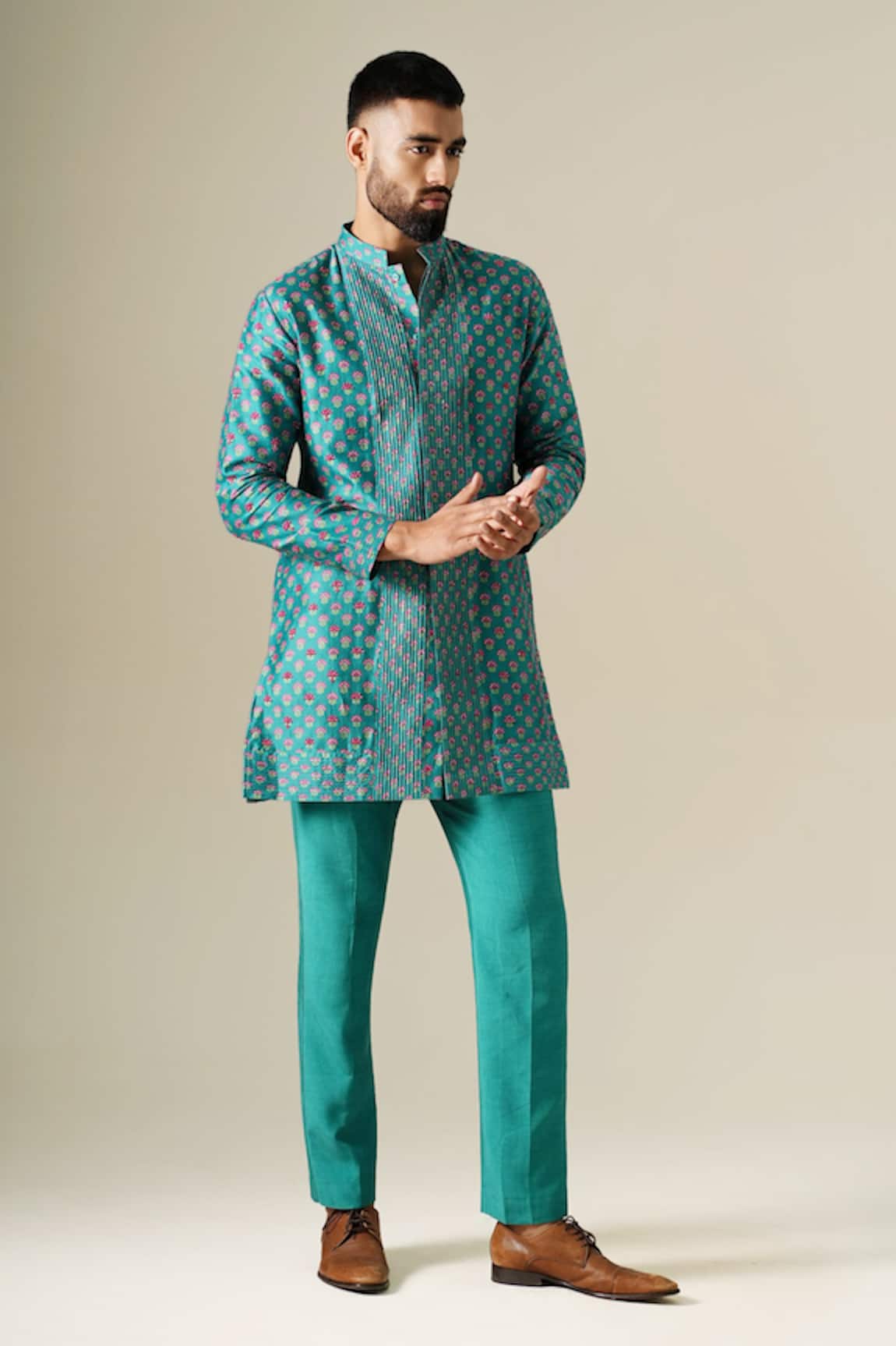DARZI HOUSE Teal Garden Kurta Set