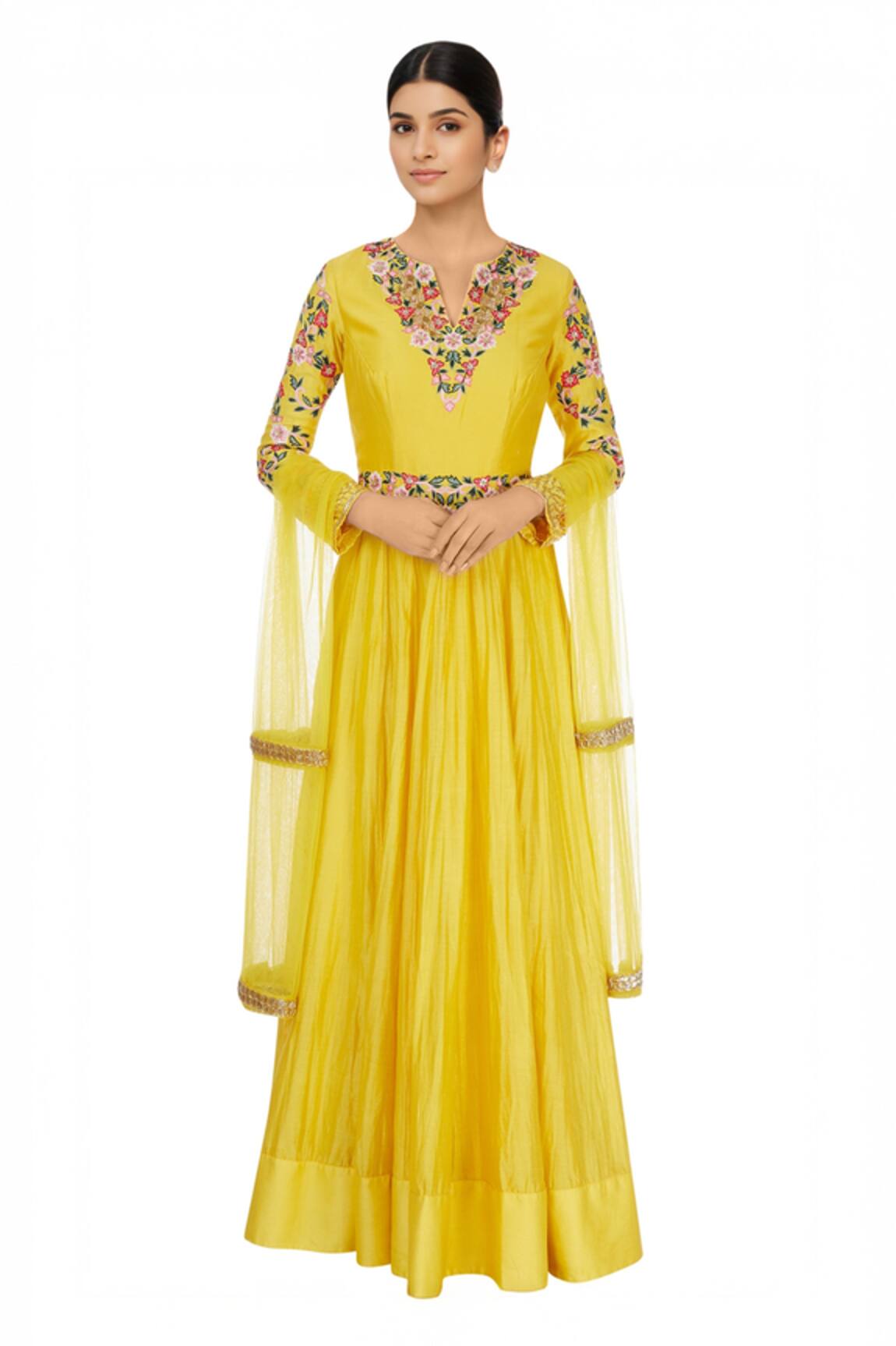 Neha Khullar Yellow embroidered anarkali set