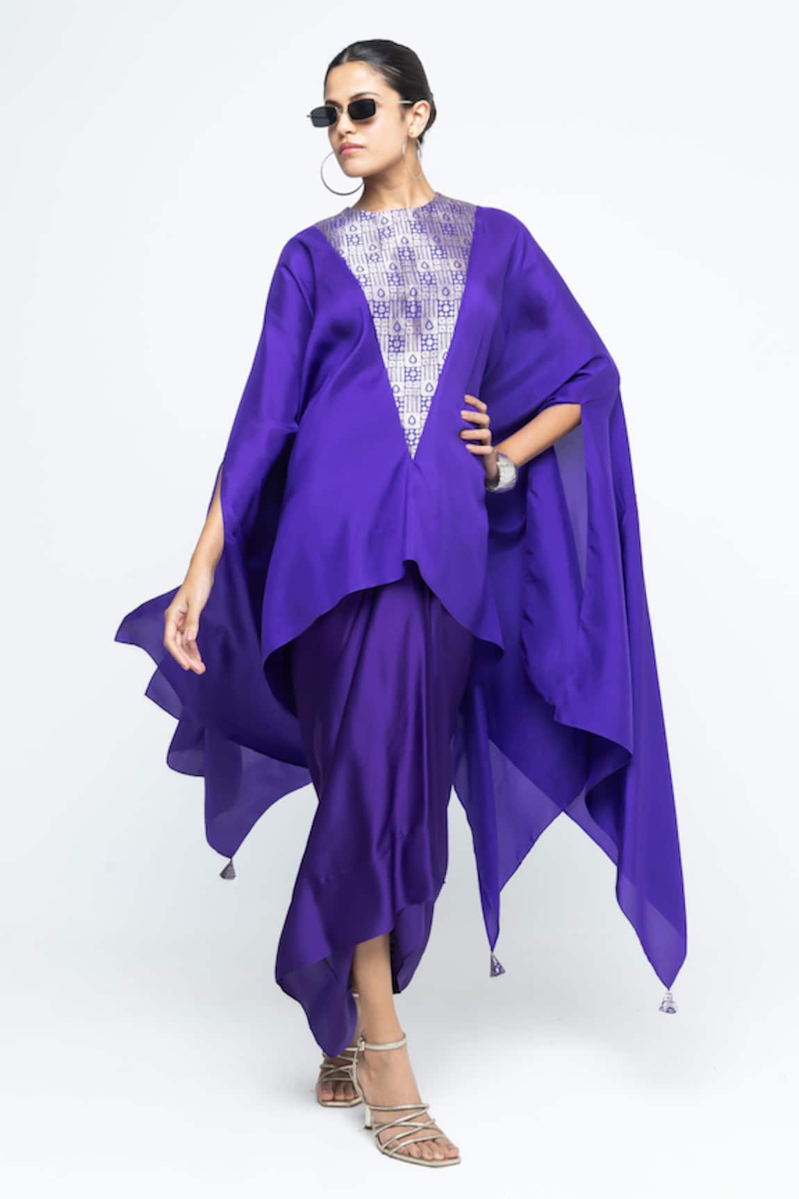SOBARIKO Trisha Silk Cape & Skirt Set