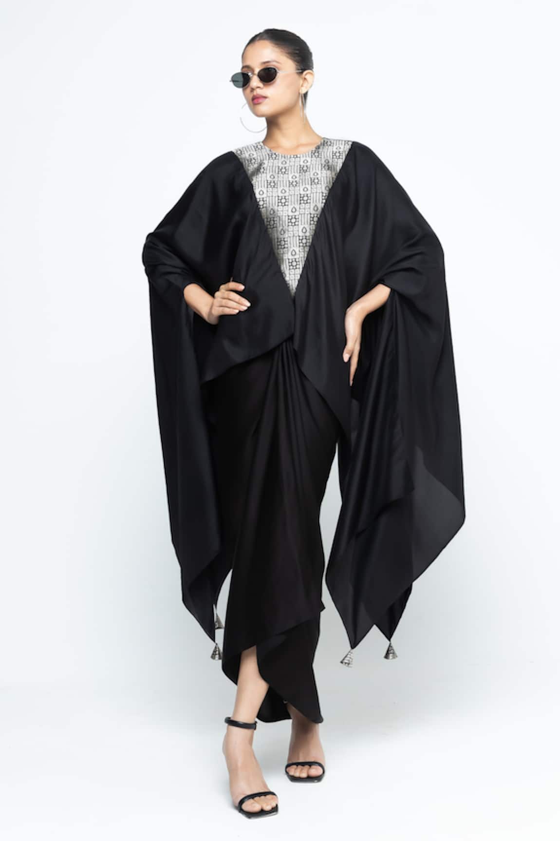 SOBARIKO Trisha Silk Cape & Skirt Set