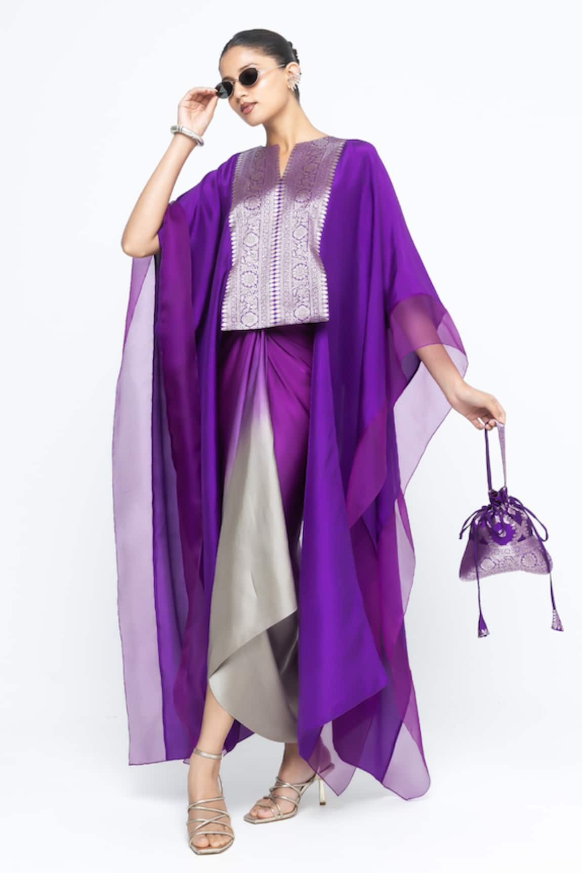 SOBARIKO Onaya Silk Cape & Skirt Set