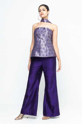 Sobariko Dela Strapless Brocade Top Pant Set