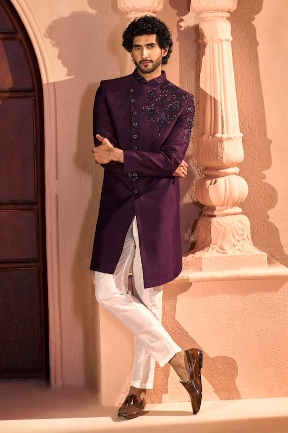 Arihant Rai Sinha Front Embroidered Sherwani Set 