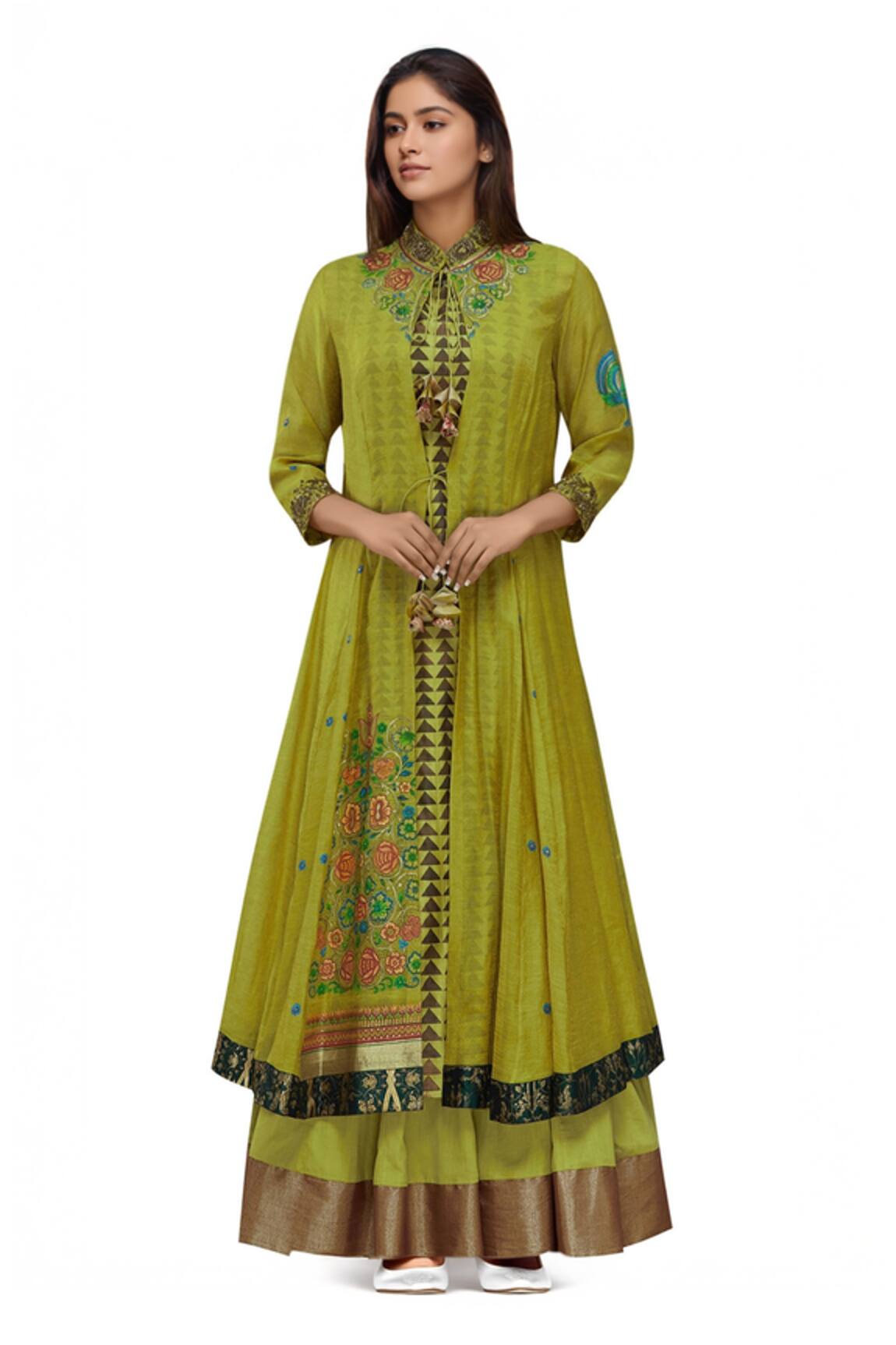 Neeta Bhargava Hand Painted Jacket Lehenga Set