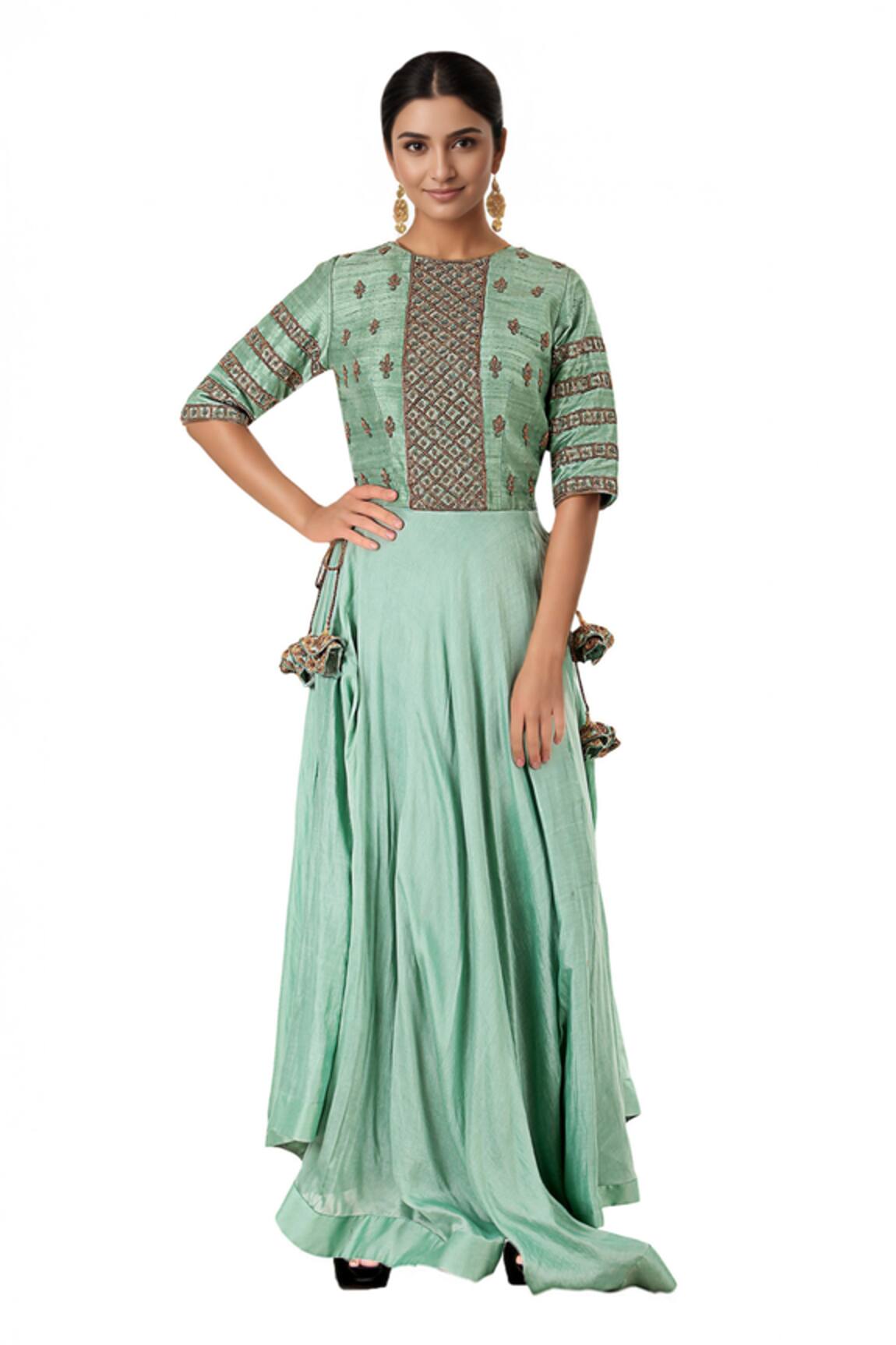 Neha Khullar Sea green asymmetric kurta