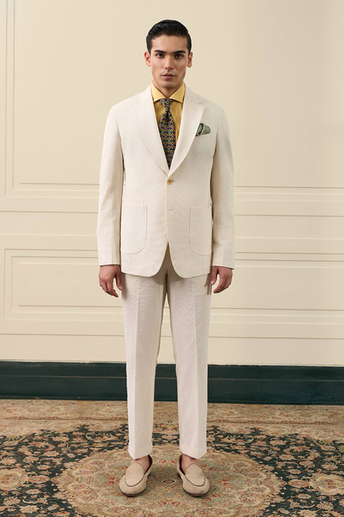 Gargee Designers Seersucker Textured Coat & Pant Set 