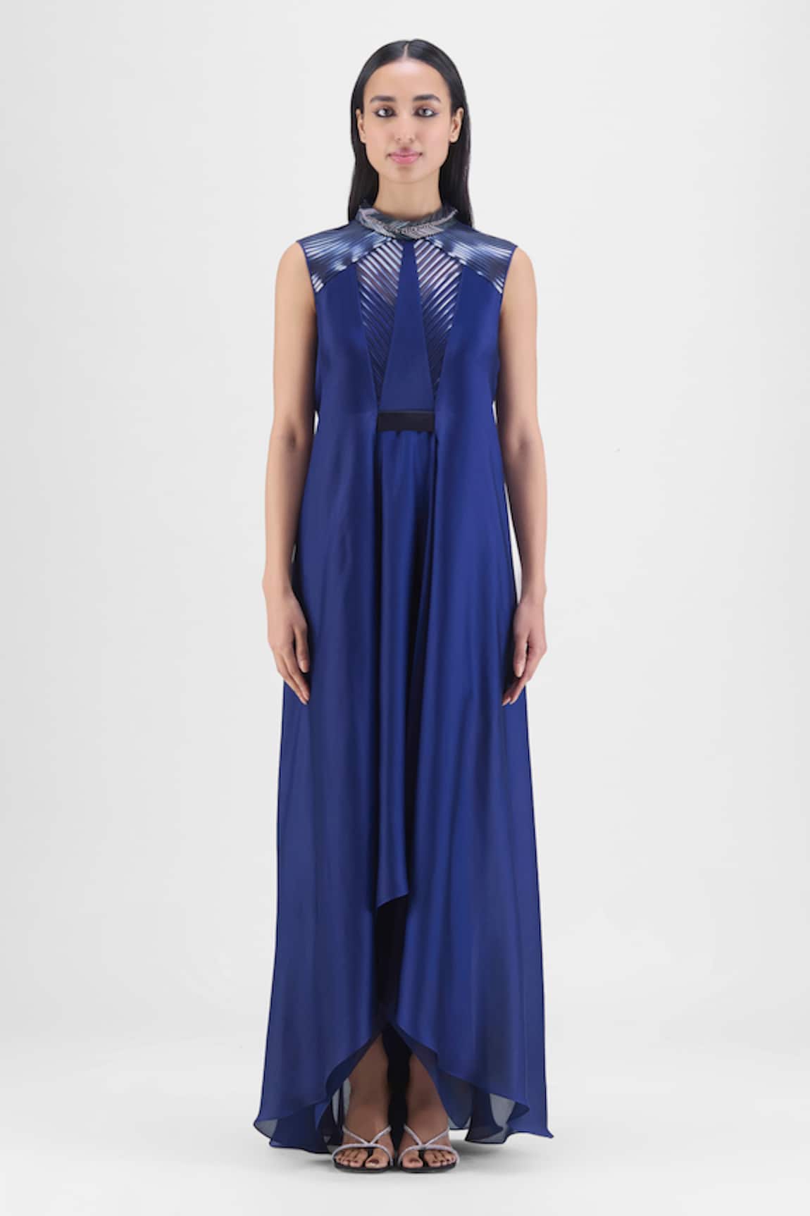Amit Aggarwal Beaded Metallic Panelled Dress 