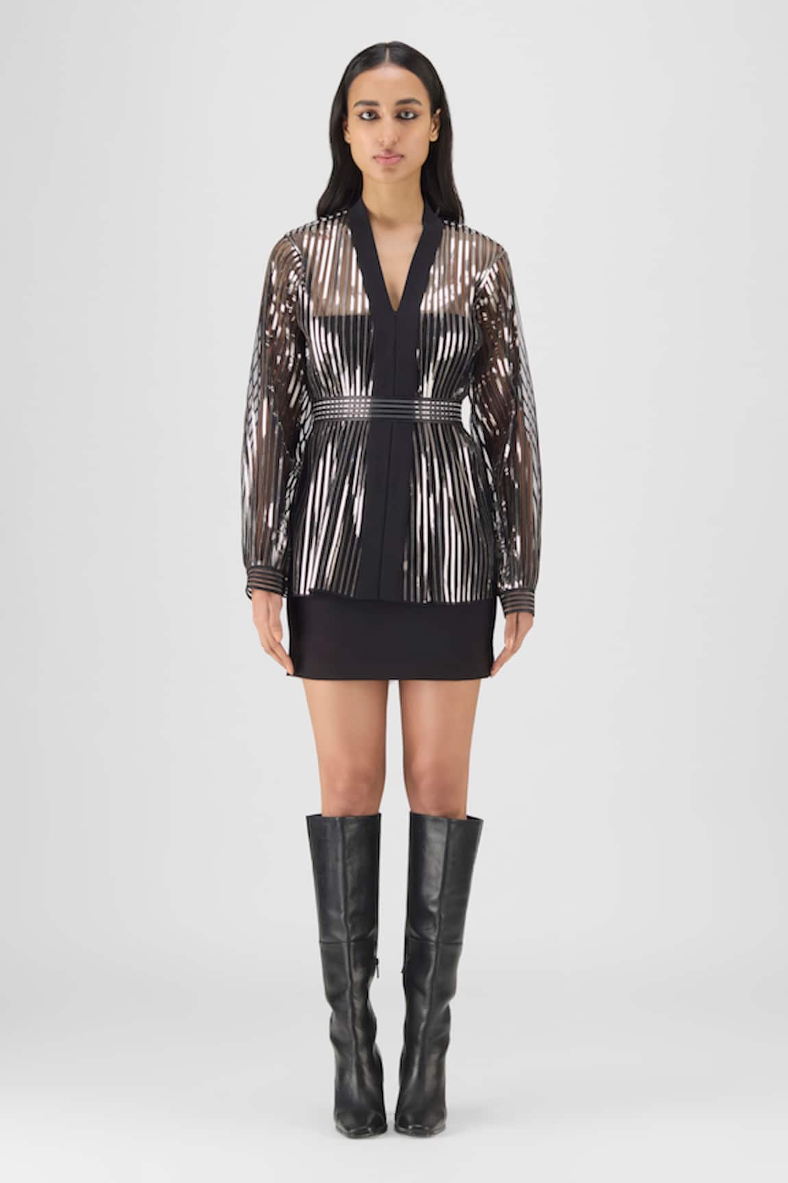 Amit Aggarwal Metallic Structured Cape Set 