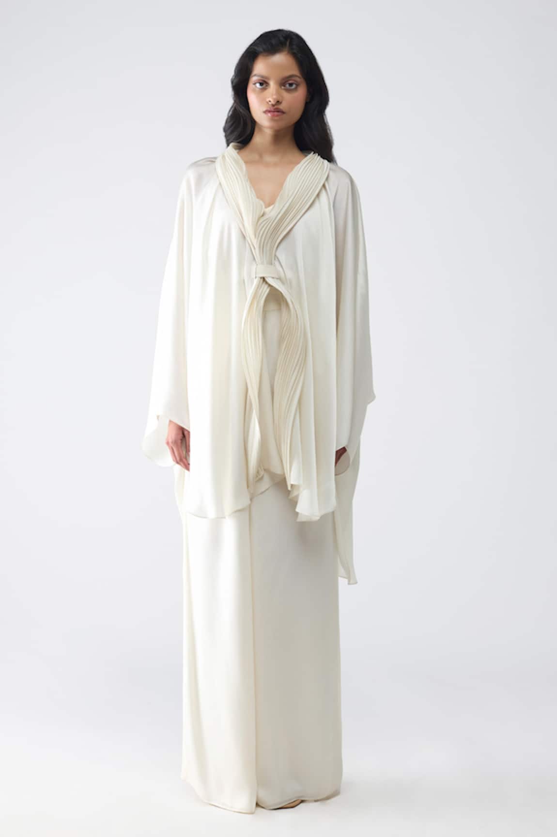 Amit Aggarwal Micro Pleated Cape Pant Set 