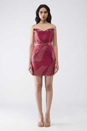 Amit Aggarwal Metallic Fish Fin Short Dress 