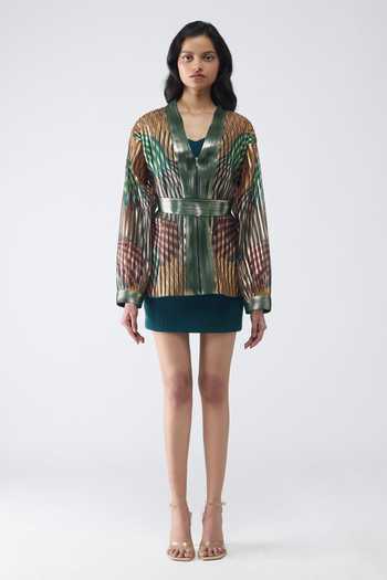 Amit Aggarwal Fish Fin Cape With Short Dress 