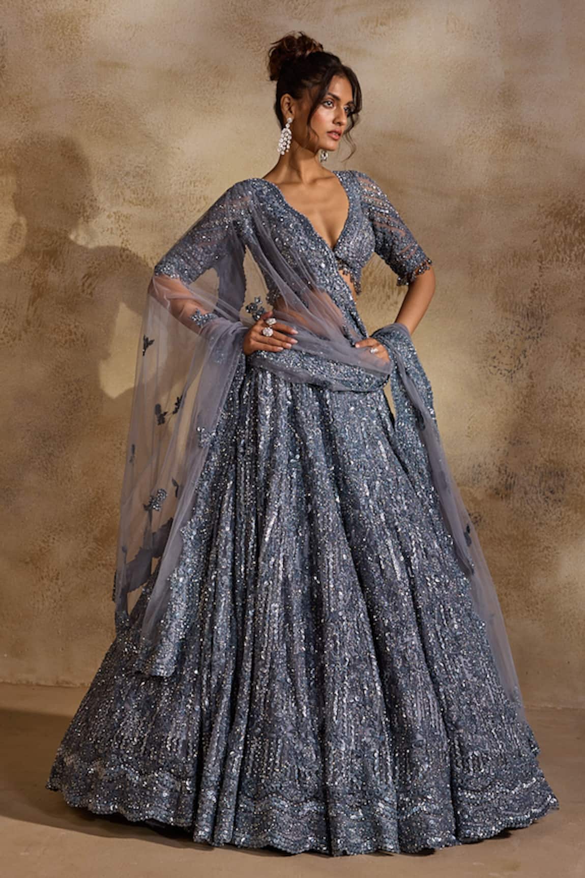 Nitika Gujral Tonal Embellished Lehenga Set 