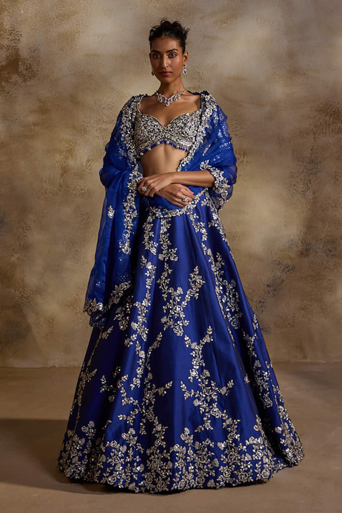 Nitika Gujral Electric Blue Gota Work Lehenga Set 