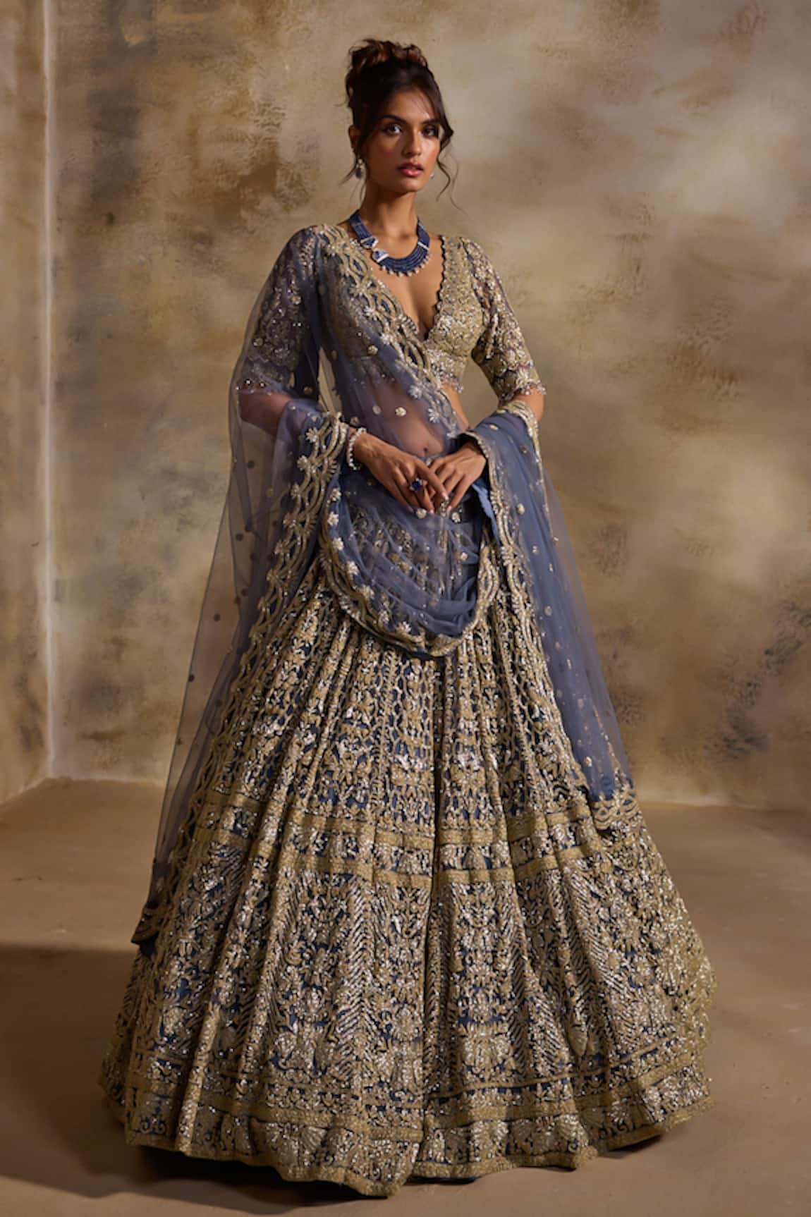 Nitika Gujral Contrast Embroidered Lehenga Set 