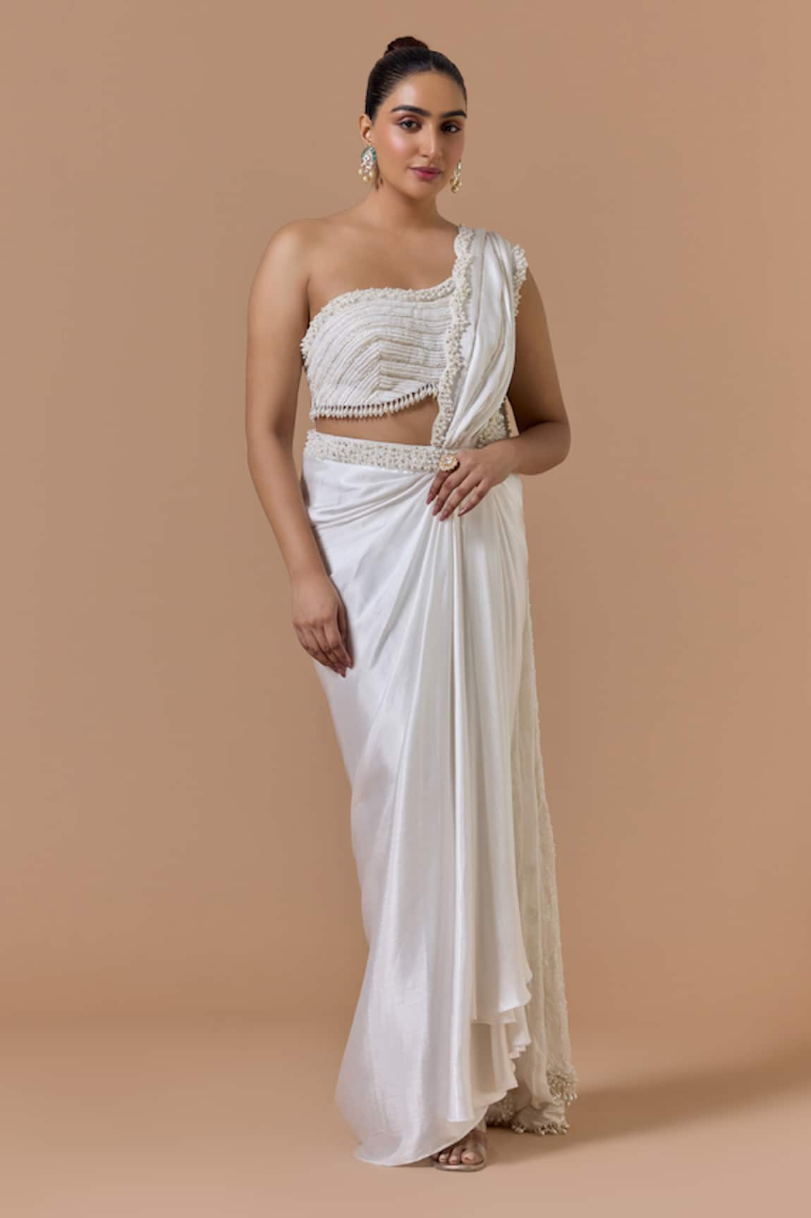 Nitika Gujral Pre-Draped Saree With Embroidered Blouse 