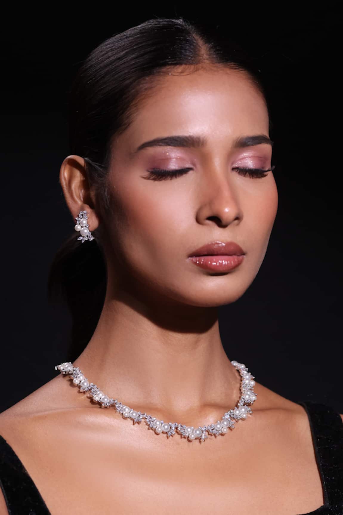 Zaza By Somya Midnight Glint Embellished Necklace Set