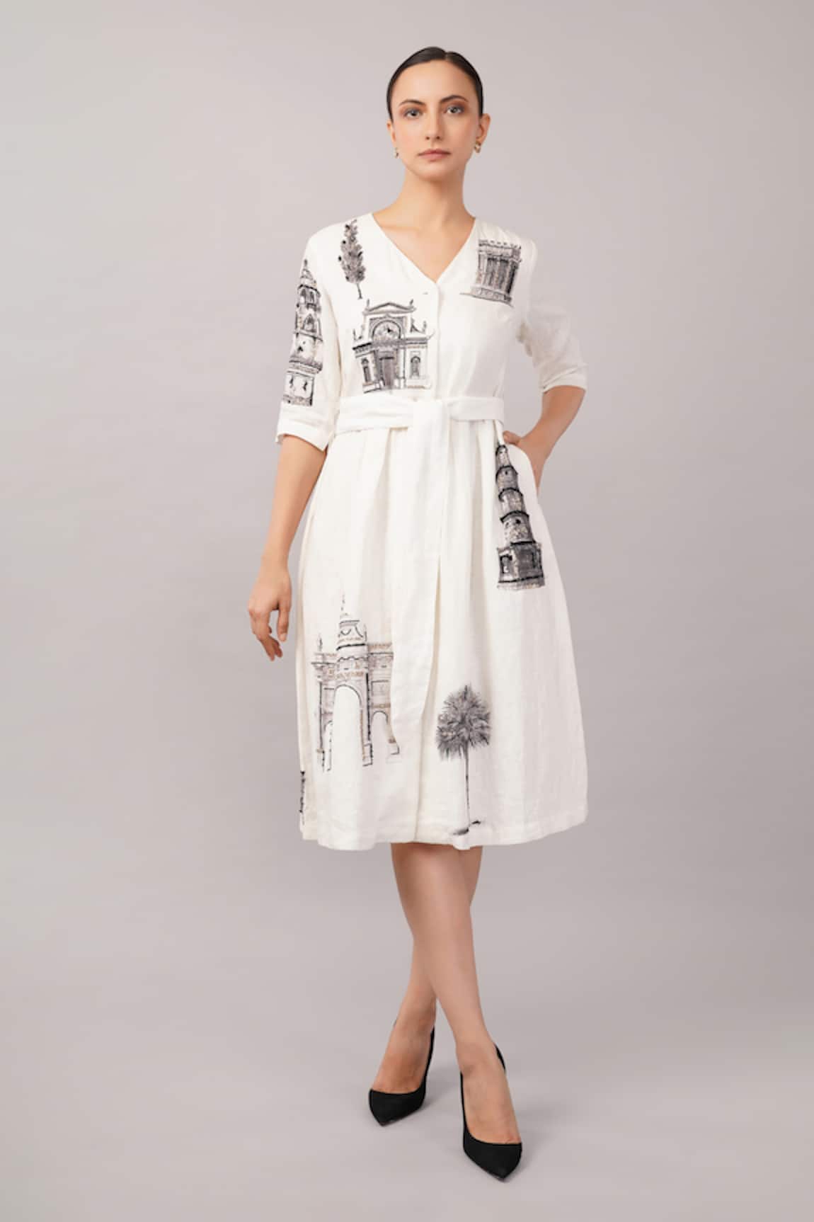 Abraham And Thakore Architecture Print Dress 