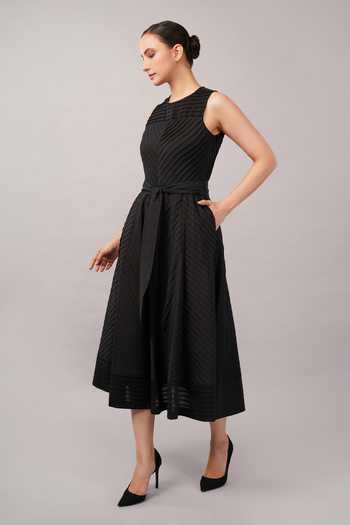 Abraham And Thakore Pleated Striped Dress 