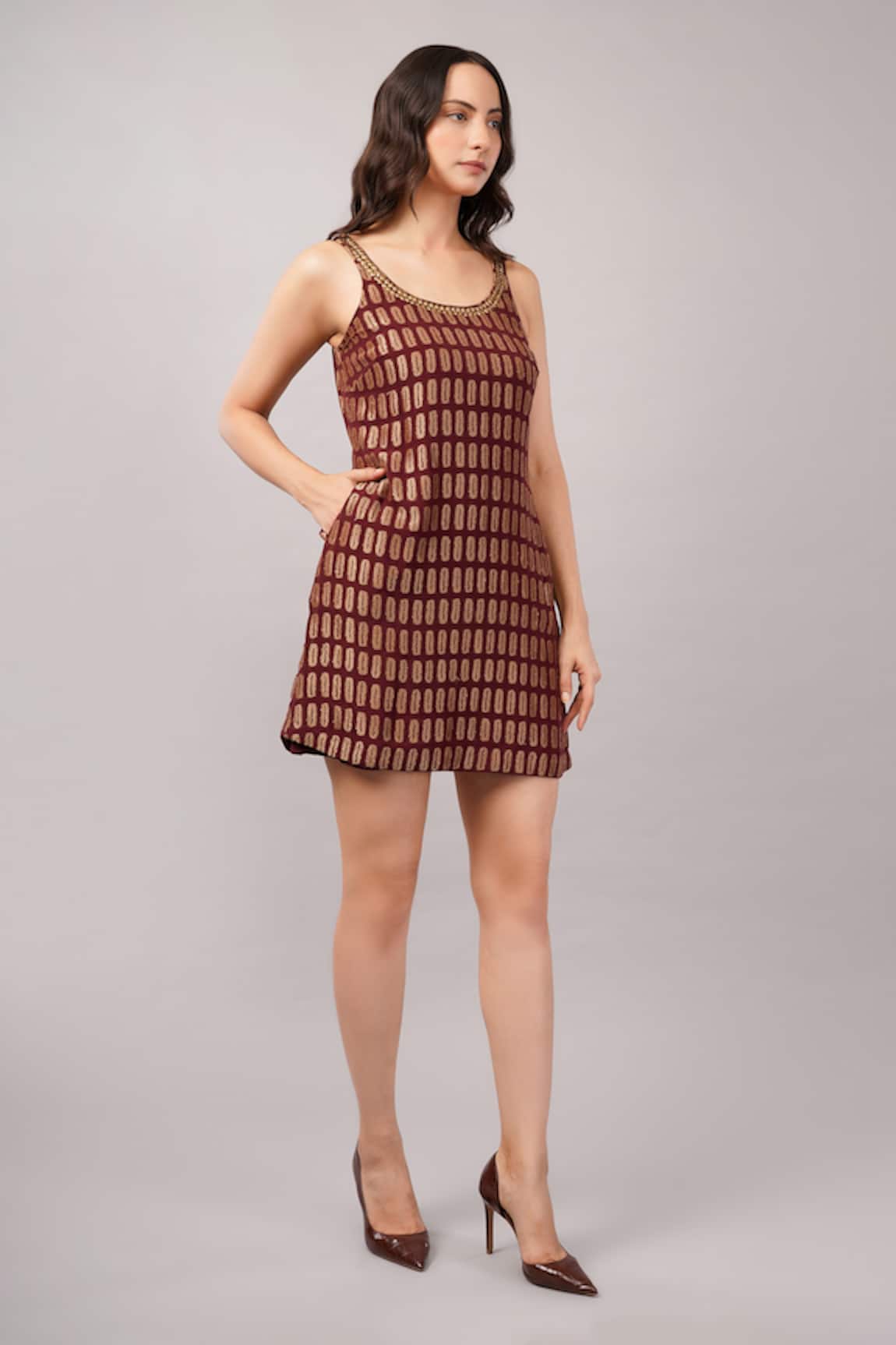 Abraham And Thakore Lozenge Brocade Dress 