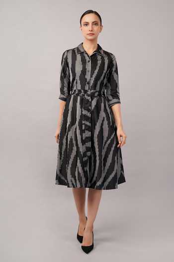 ABRAHAM AND THAKORE Zebra Ikat Dress 