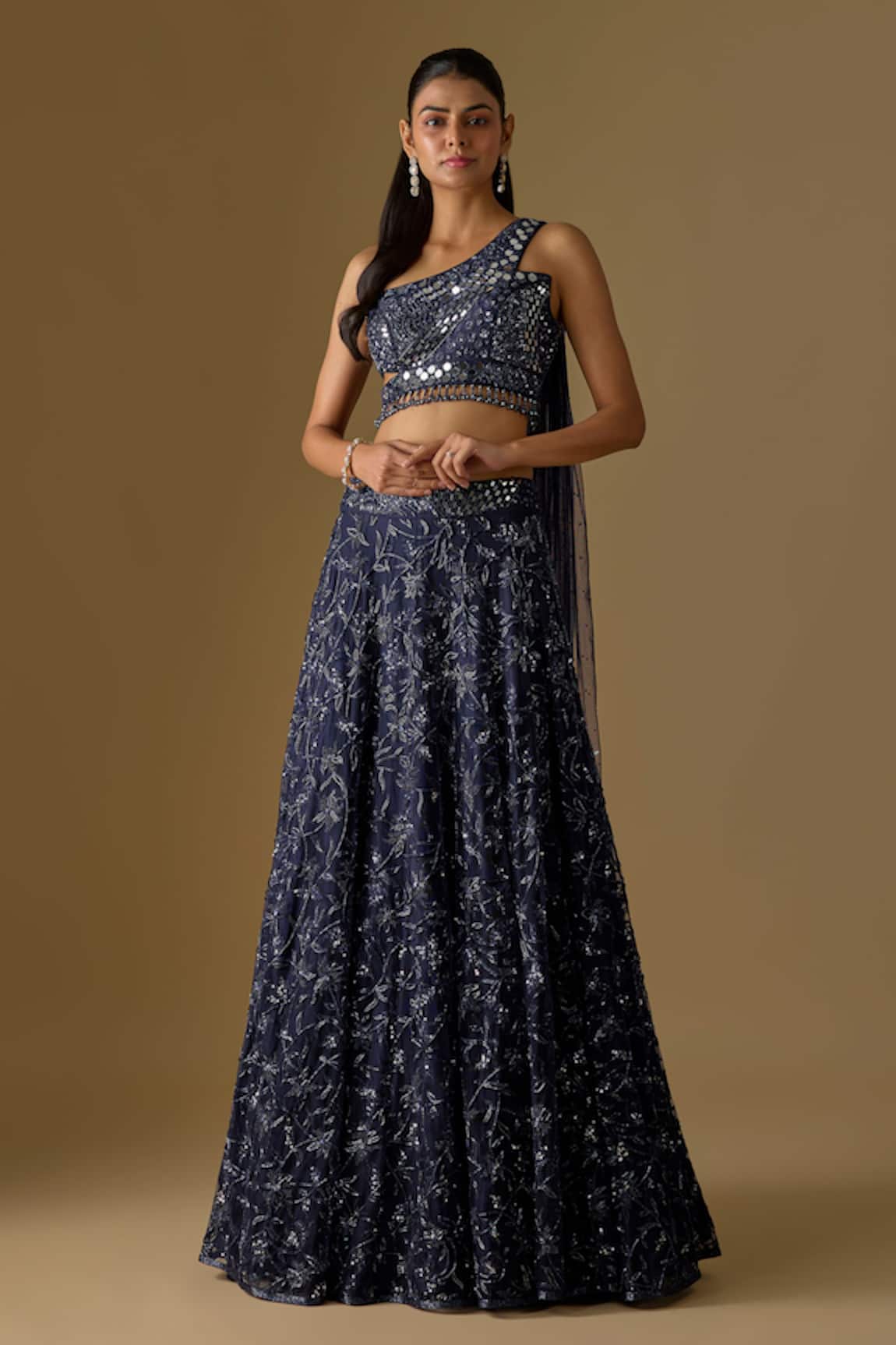 Asaga Tidea Abstract Hand Embroidered Lehenga With Blouse 