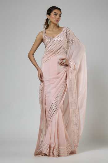 Masumi Mewawalla Resham Embroidered Pre-Draped Saree & Blouse Set 