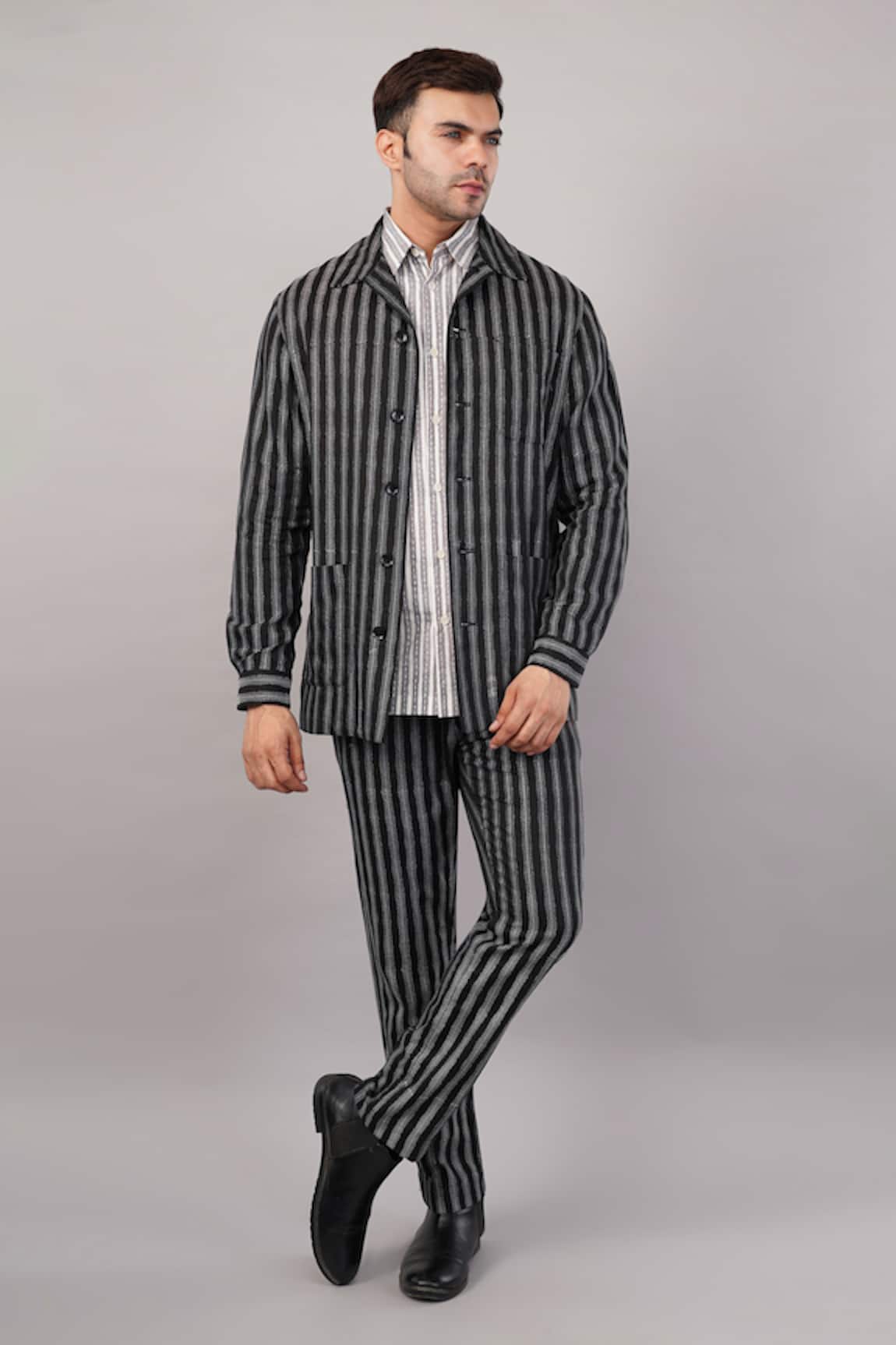 Abraham And Thakore Stair Stripe Pattern Jacket 