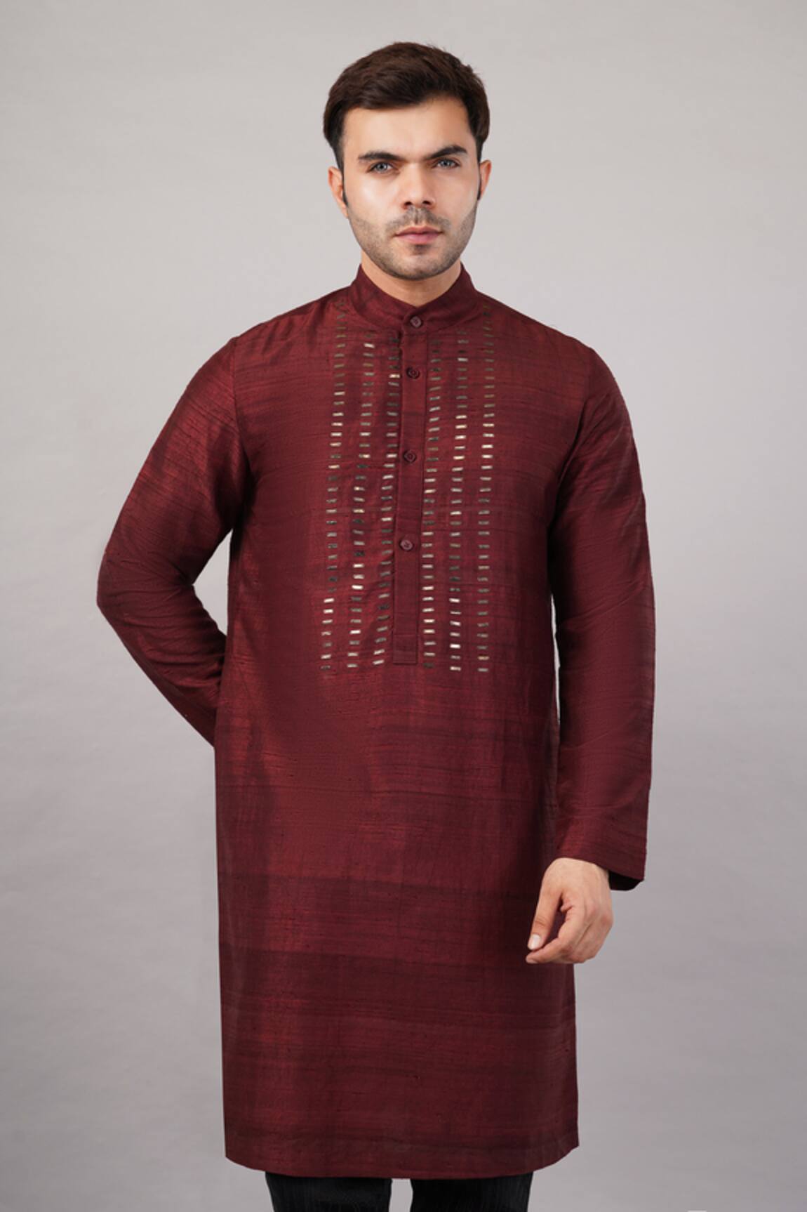 Abraham And Thakore Sequin Dash Pattern Kurta 
