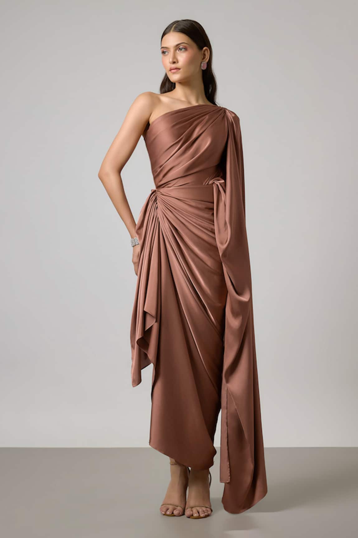NA-KA One Shoulder Pleated Gown