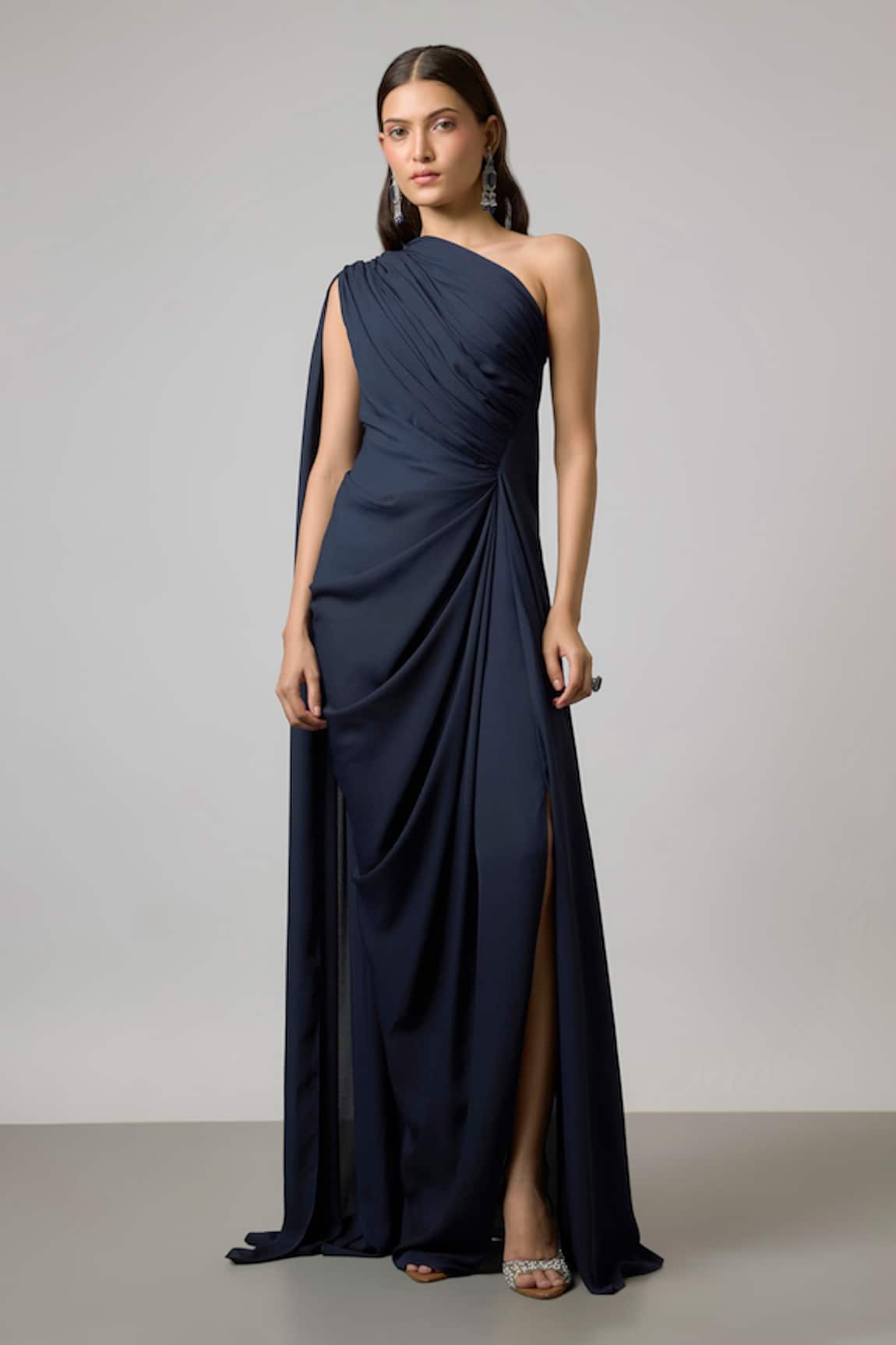 NA-KA One Shoulder Gathered Gown