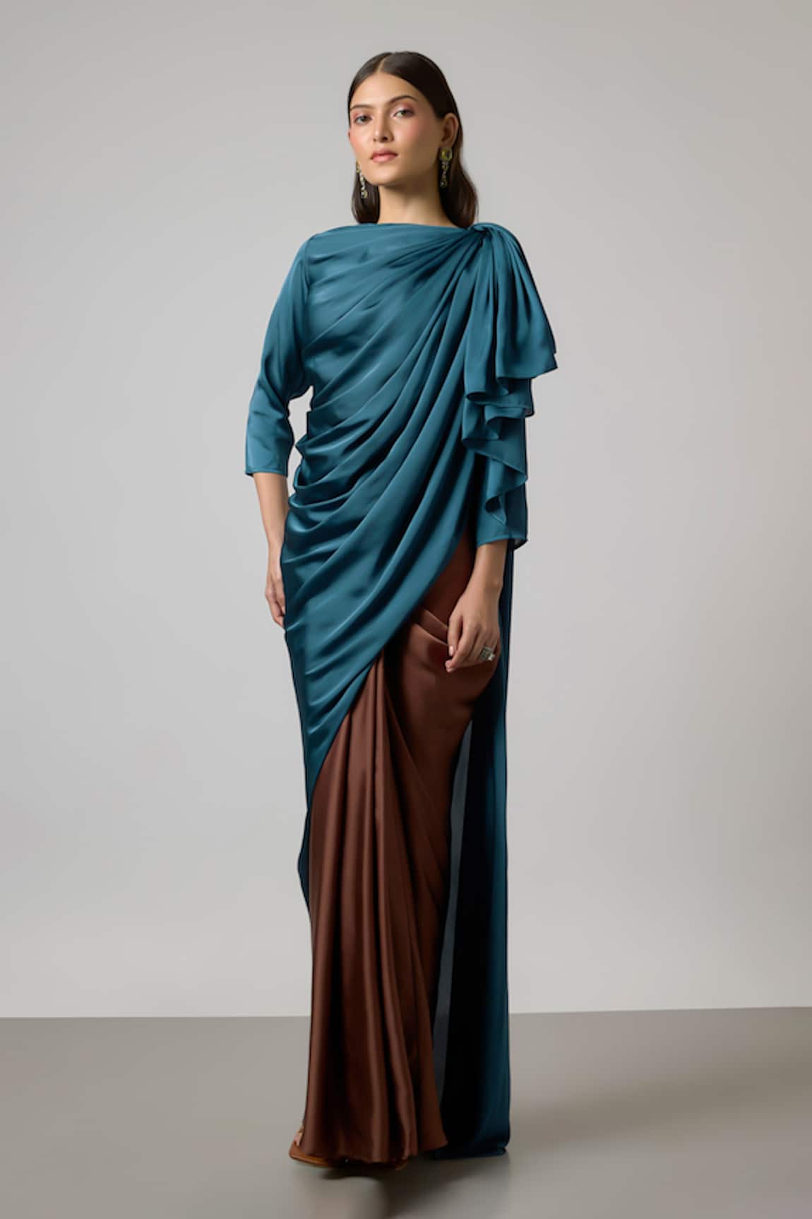 NA-KA Draped Top & Pleated Skirt Set