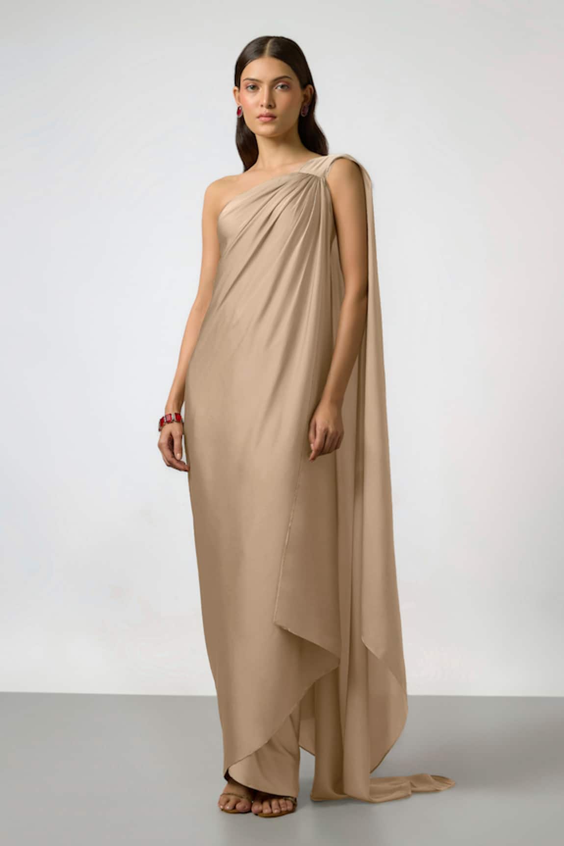 NA-KA One Shoulder Gathered Gown 