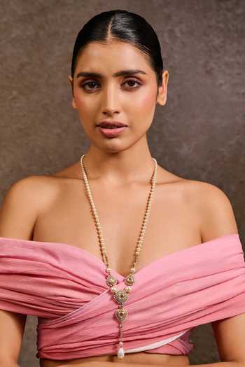 Tarun Tahiliani Handcrafted Zircon Lariat Necklace 