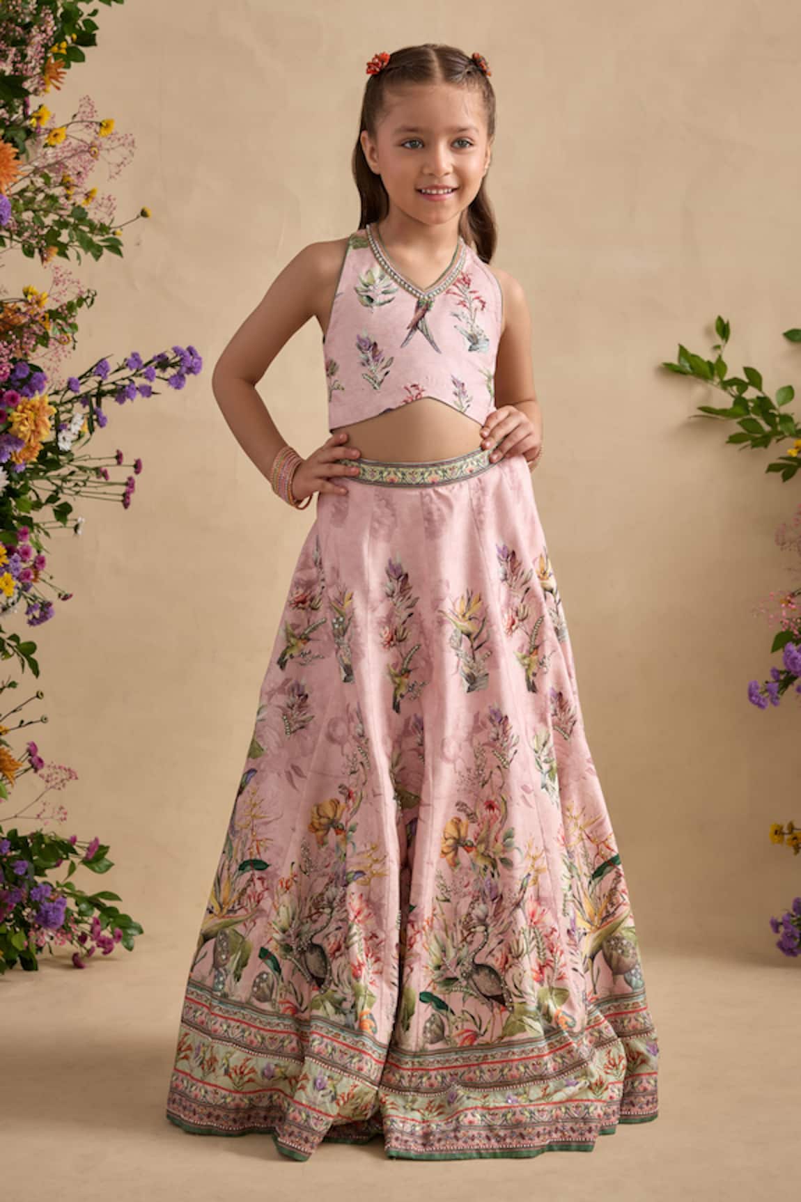 Kalista Neisha Floral Printed Blouse & Lehenga Set