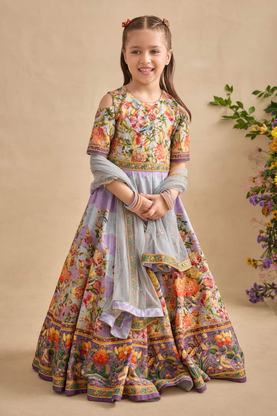 Kalista Zareen Floral Printed Anarkali With Dupatta