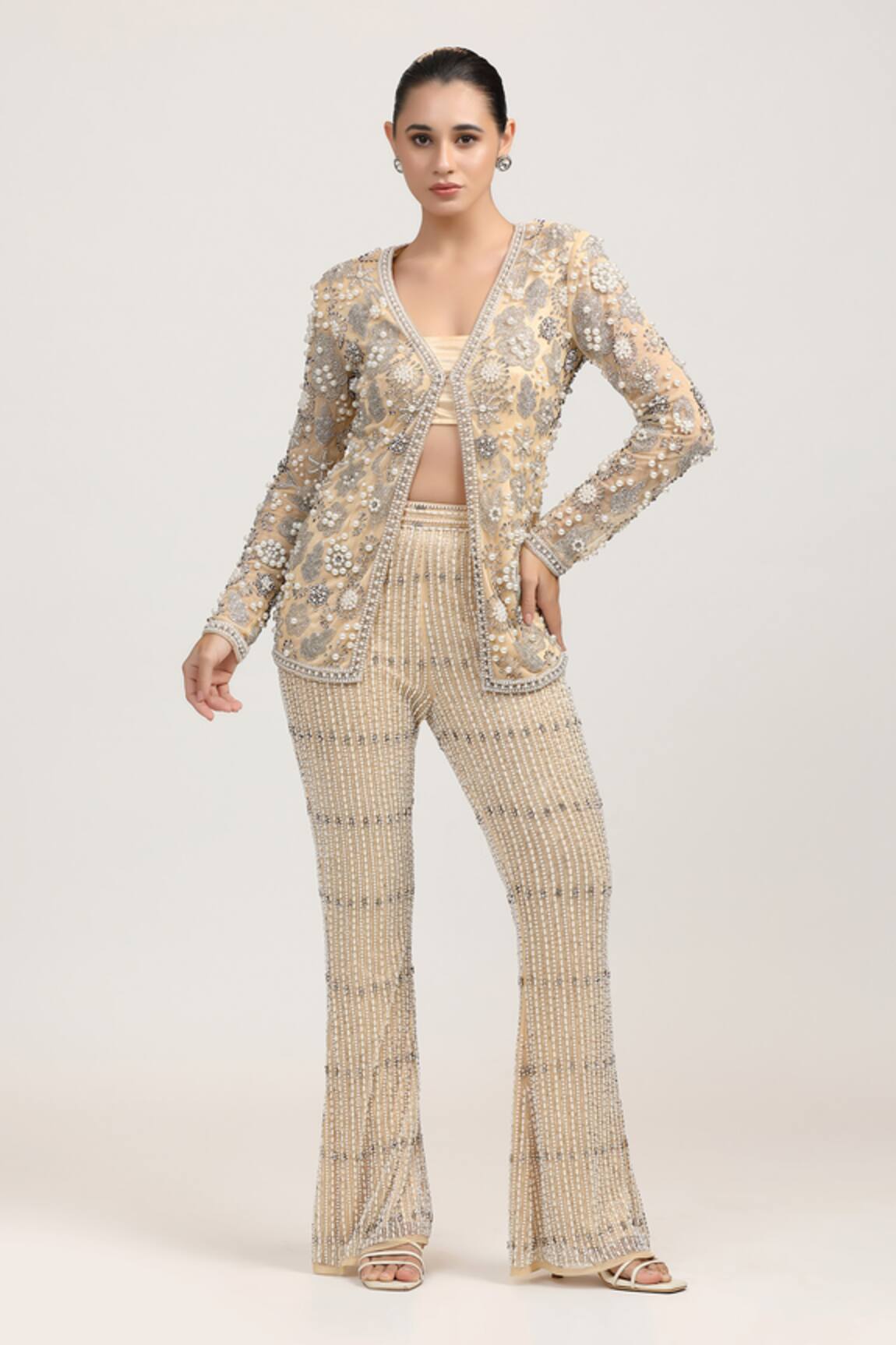 Bling Empire Aurora Crystal Embellished Jacket & Pant Set 