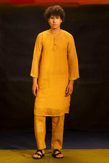 BANANA labs Printed Kota Doria Kurta & Pant Set 