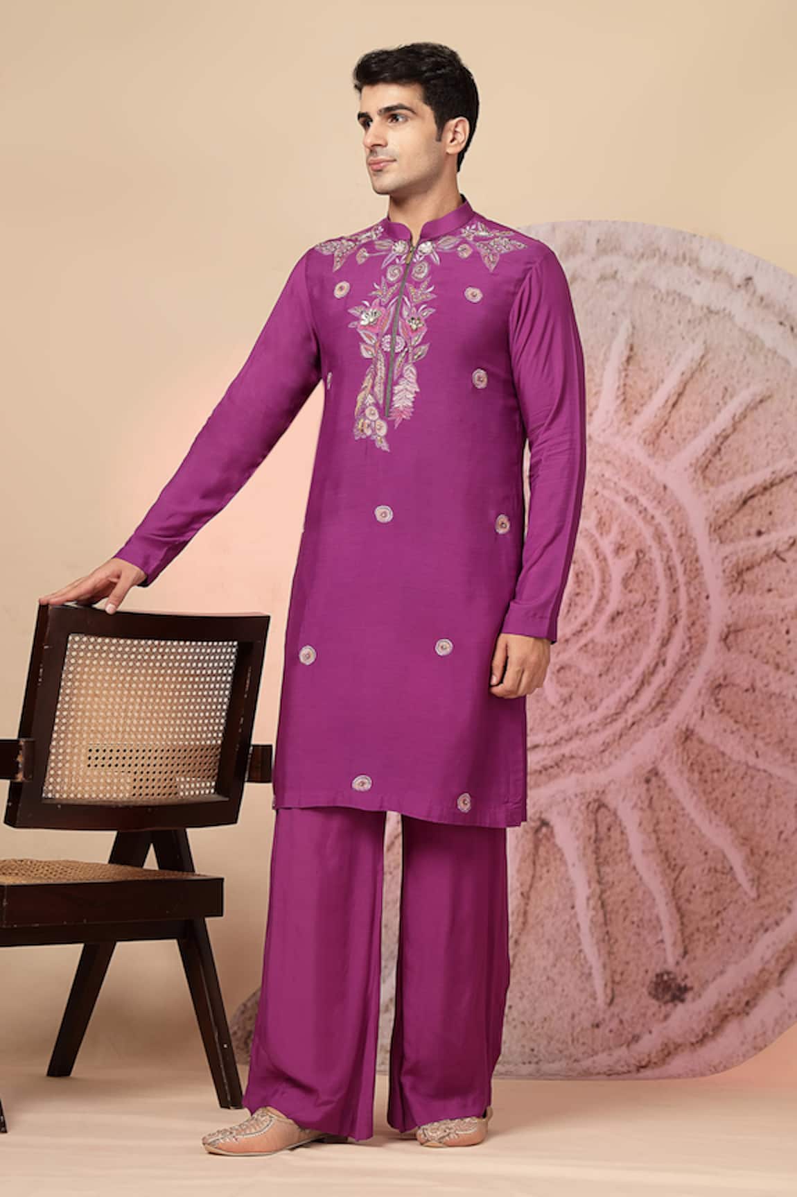 Soniya G Embroidered Chanderi Silk Kurta Set 